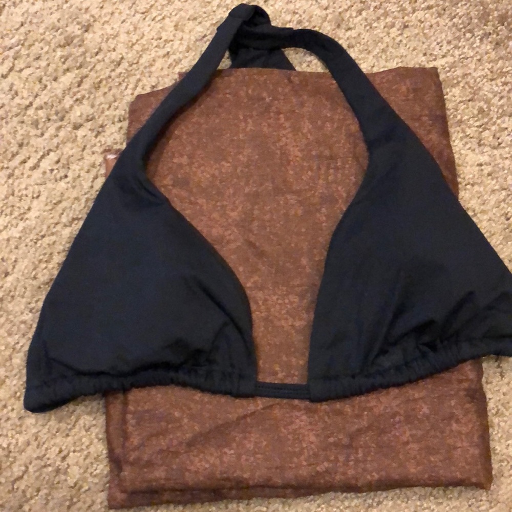 Victoria Secret black crisscross swim top size L